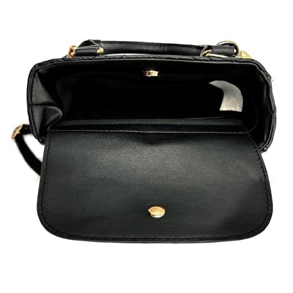 Valentino Orlandi Quilted Black Vegan Leather Satchel / Crossbody – NWT - Picture 6 of 7